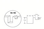 RA-19CP double slot profile drawing: deep 3 x 7.7 mm + shallow 2.1 x 3 mm, 15 mm pitch