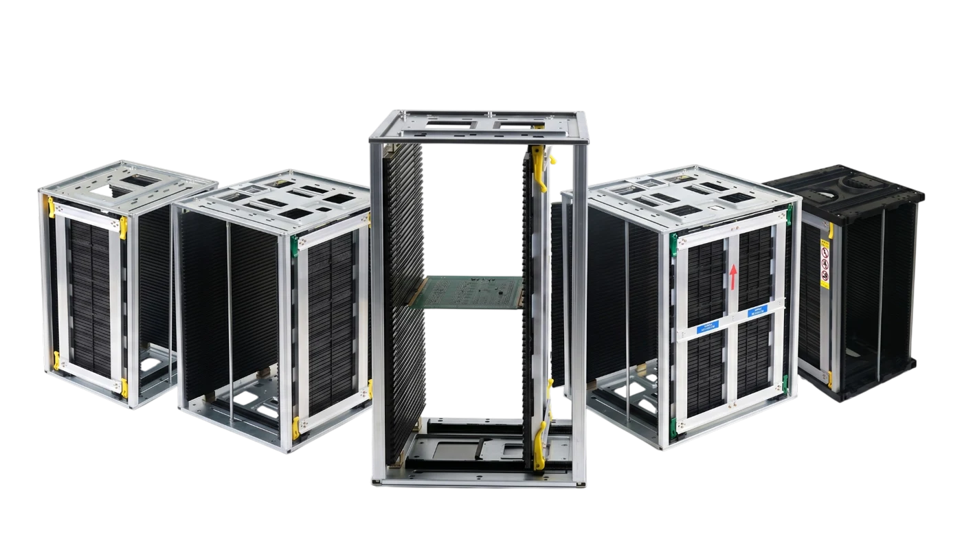 Gear-adjustment ESD magazine racks
