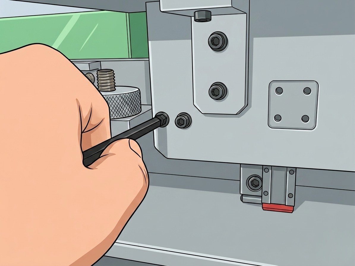 Hex key starting the bracket screw on a manual PCB depaneler