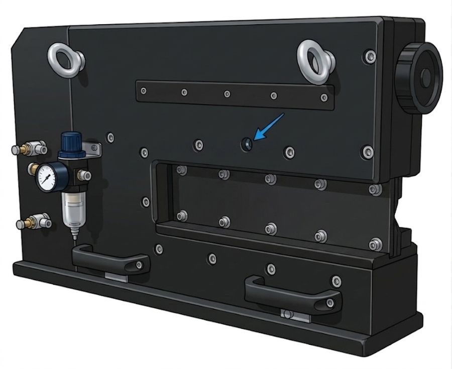 Lubrication port on the VPD5-330 upper blade carrier